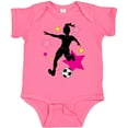 thumbnail image 3 of Inktastic Girl Playing Soccer- Pink and Yellow Stars Girls Baby Bodysuit, 3 of 5