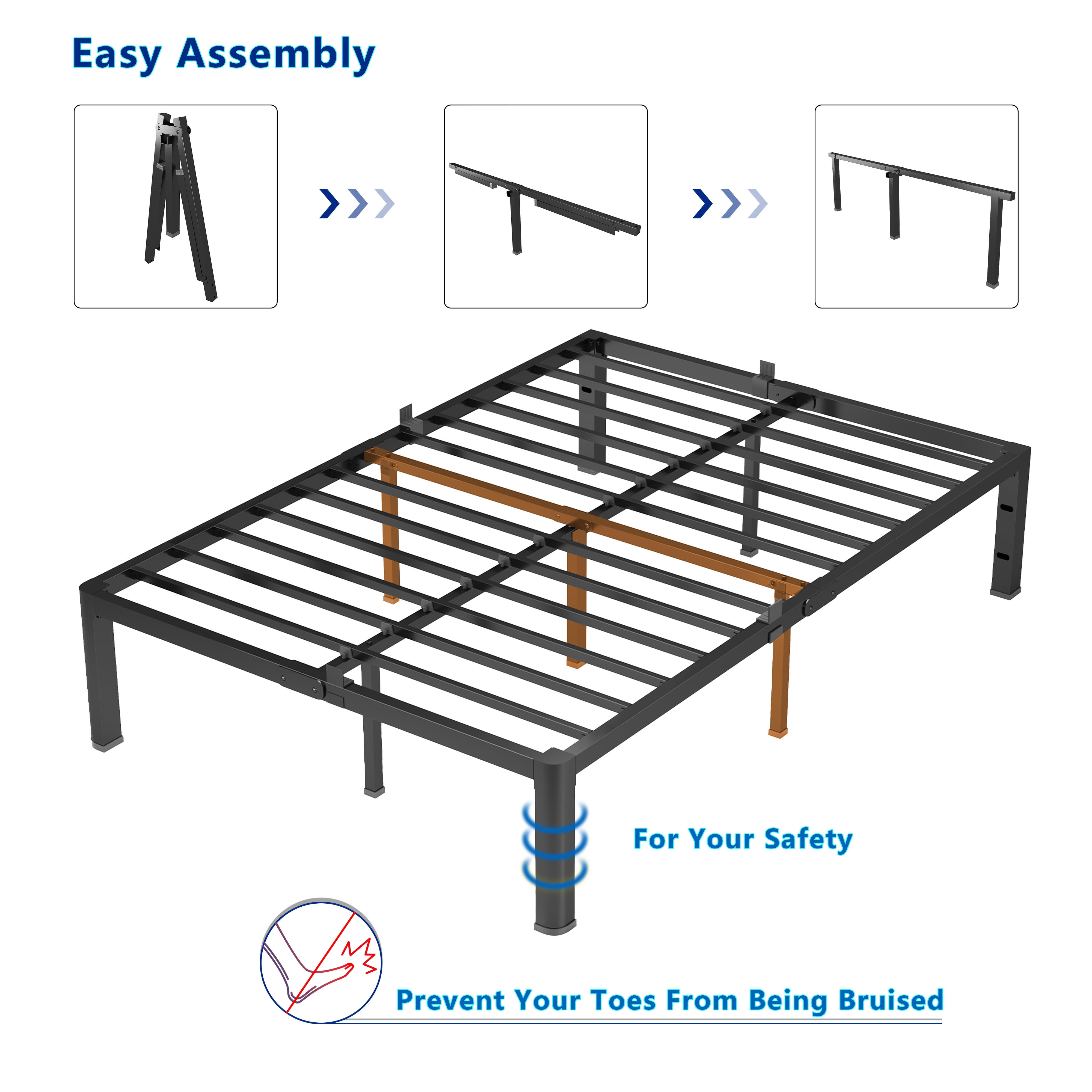 yookare 14 Inch King Platform Bed Frame 3500lbs Heavy Duty Metal Black