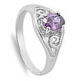 thumbnail image 4 of CHOOSE YOUR COLOR Simulated Amethyst Swirl Cutout Promise Ring .925 Sterling Silver Band Purple CZ Female Size 6, 4 of 4