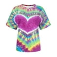 thumbnail image 4 of ShomPort Tie Dye Print Tunic Tops for Womens Short Sleeve Round Neck Trendy Spring Summer Tops, 4 of 4