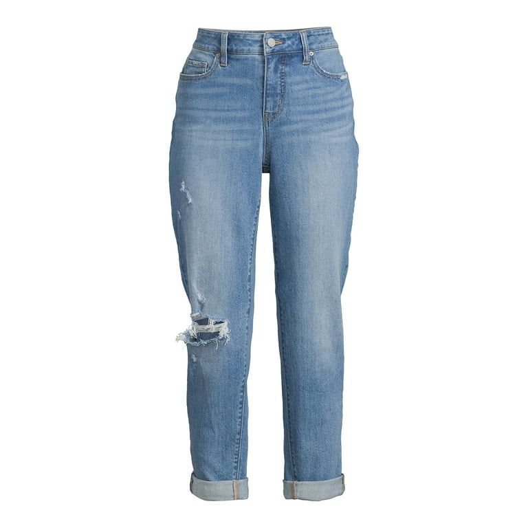 Time and Tru Women's High Rise Distressed Cuffed Crop Jeans, 26 Inseam , Sizes  2-20 