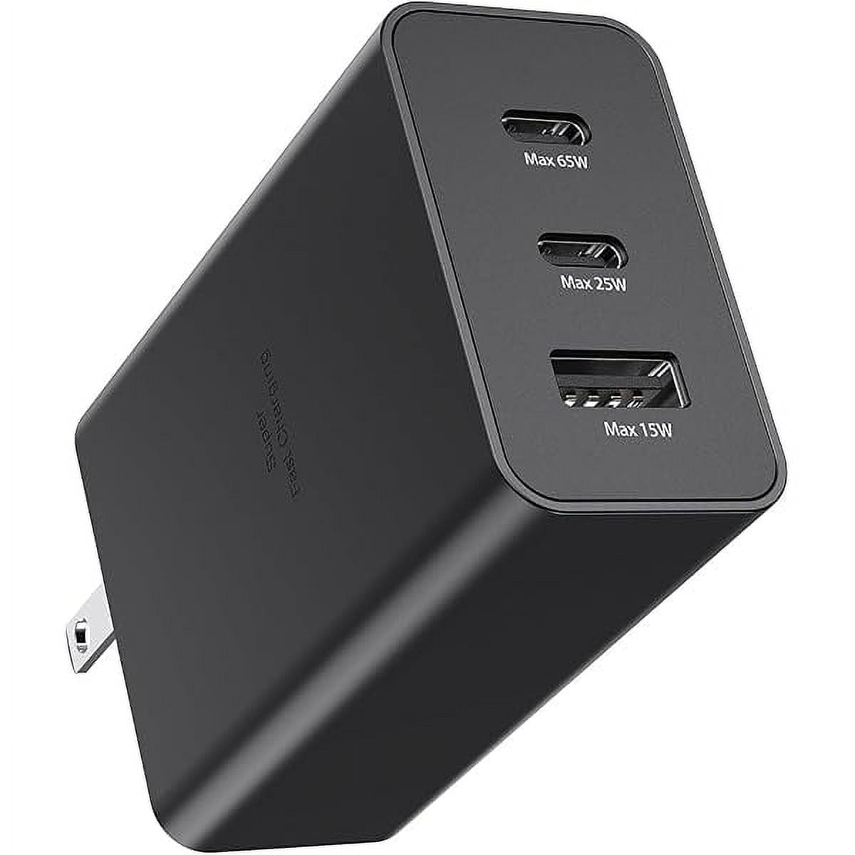 Samsung 65W 3-Port Super Fast Charging Wall Charger, GaN Adapter for Samsung Galaxy S25 Ultra/S25/S25+/S24 Ultra/S24/S24+/S23 Ultra/S23/S23+/S22/S22 Ultra/S22+/Z Fold 3/ laptops