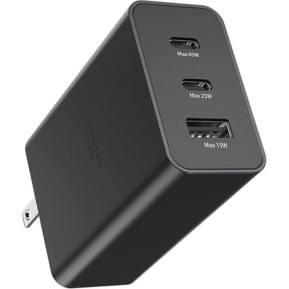 Samsung 65W 3-Port Super Fast Charging Wall Charger, GaN Adapter for Samsung Galaxy S25 Ultra/S25/S25 /S24 Ultra/S24/S24 /S23 Ultra/S23/S23 /S22/S22 Ultra/S22 /Z Fold 3/ laptops