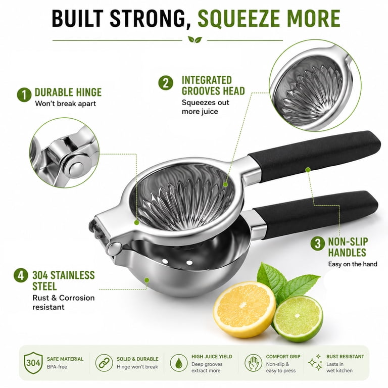 Heavy-Duty Stainless Steel Citrus Press with Seed Filter photo 3