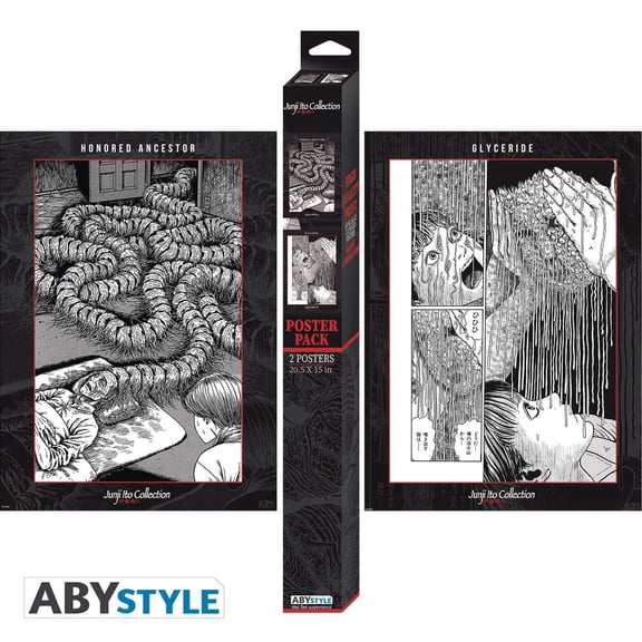 ABYstyle Officially Licensed Junji Ito Boxed Poster Set (2 pack) Horror Anime Home Room Decor Merch Gift
