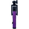 KTA Wired Mini Selfie Stick with Black Bracket, Purple Rhinestones