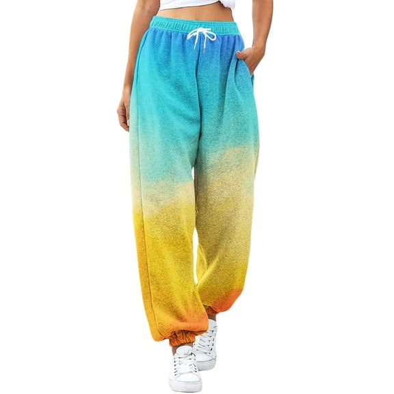 njshnmn Women's Piping Flare Bottom Sweatpants Women Oversized Fit Lounge Jogger Sweatpants with Pocket, Orange, XL