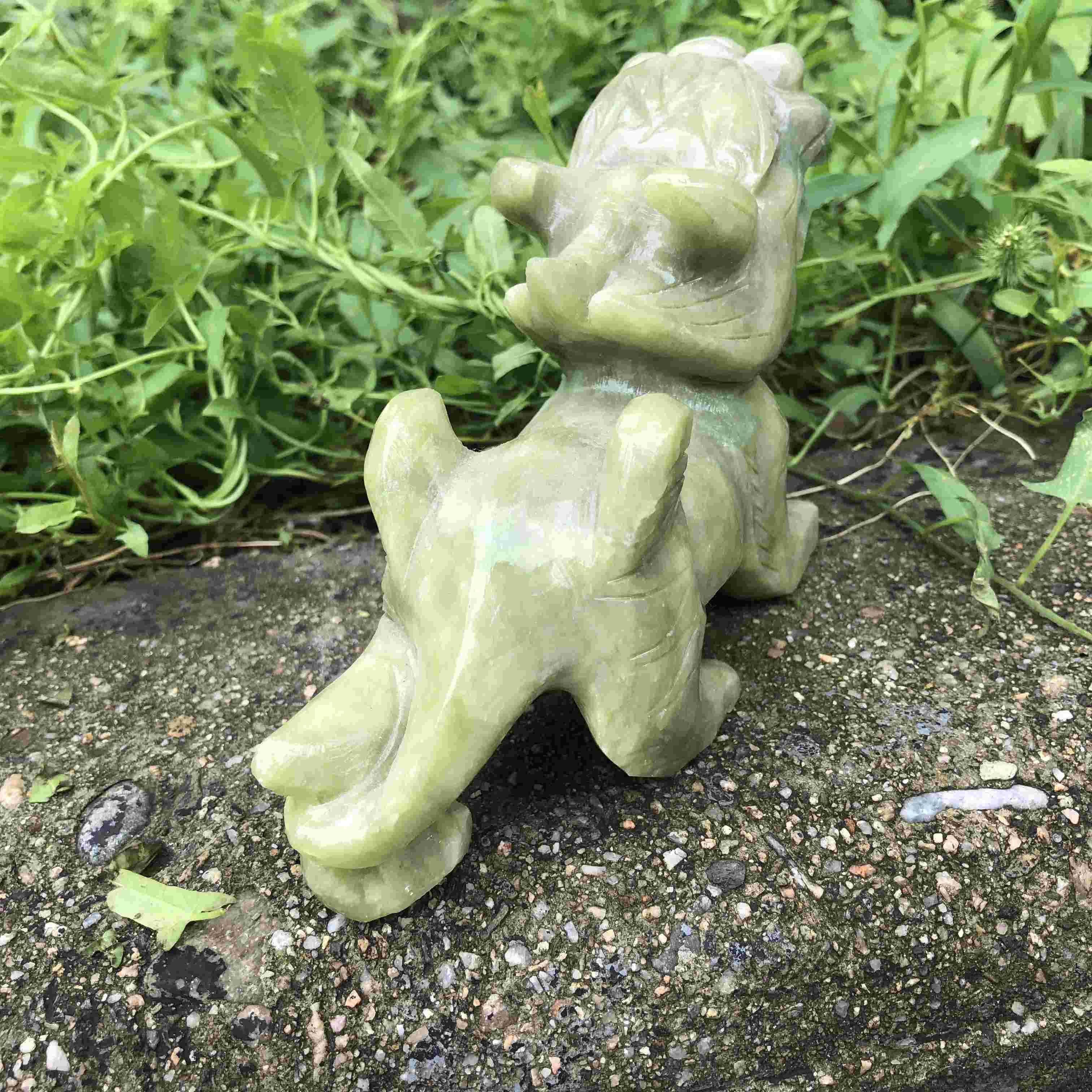 Pair Hand carved Natural green Jade Feng Shui Pi Yao/Pi Xiu statue for Wealth Good Luck Figurine, Collectible Qilin Stone brave troops Beast
