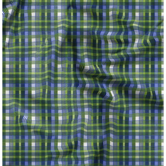 Soimoi Modal Satin Fabric Plaid Check Printed Fabric 1 Yard 42 Inch Wide