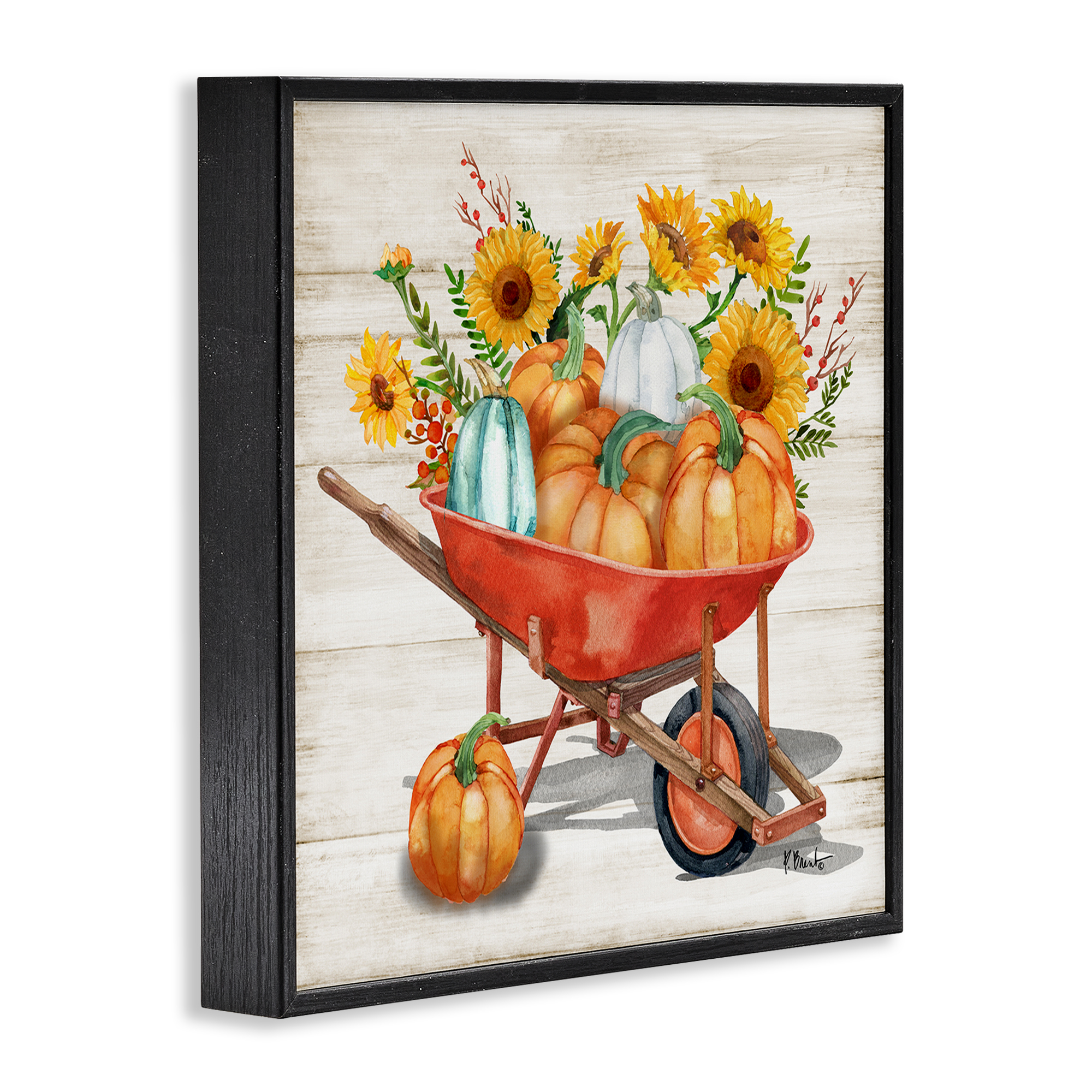 Stupell Industries Rustic Harvest Wagon Botanical & Floral Painting Black Framed Art Prints Wall Art, 24 x 24