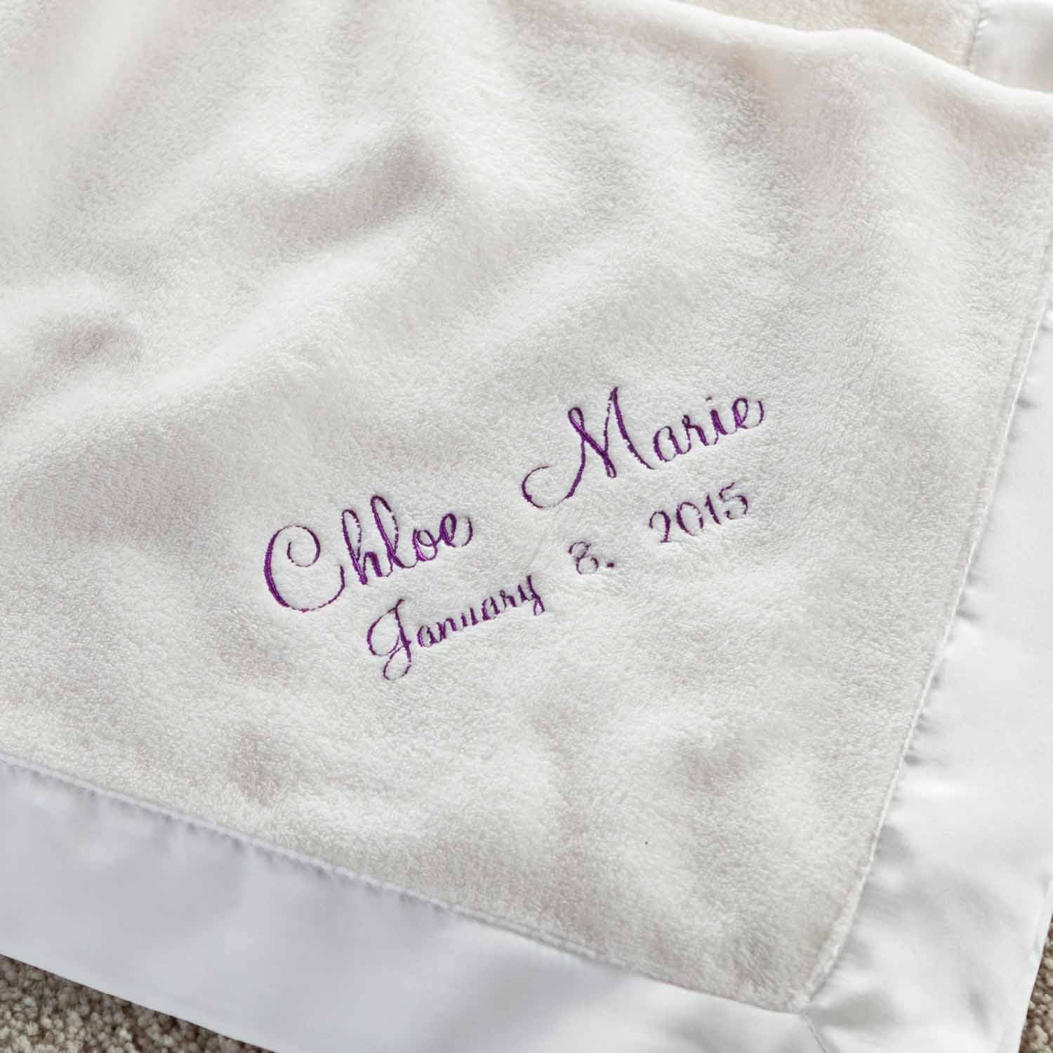 Personalized New Baby Girl Blanket - Cream Baby Blanket