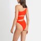 thumbnail image 4 of Gibobby Traje de baño completo mujer Traje de baño sexy de color sólido con un hombro para mujer(Naranja,M), 4 of 5