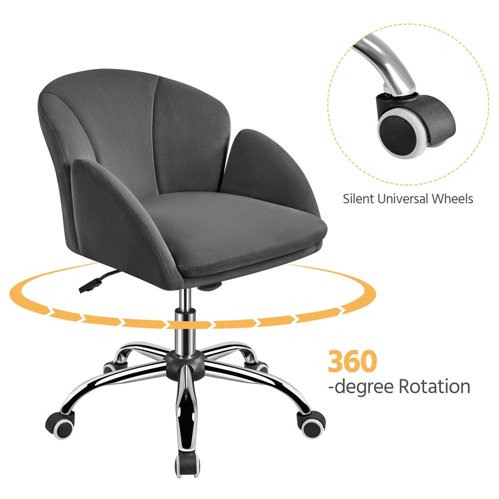 Yaheetech Modern Velvet Desk Chair for Home Office, Set of 2, Dark Gray