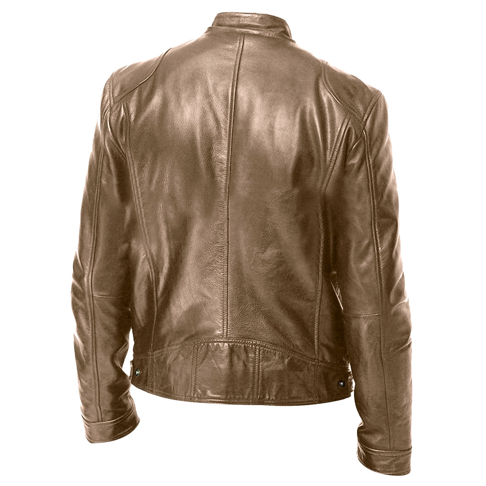 XDZJLR Men Vintage Cool Jacket Leather Long Sleeve Autumn Winter Stand Collar Club Coat