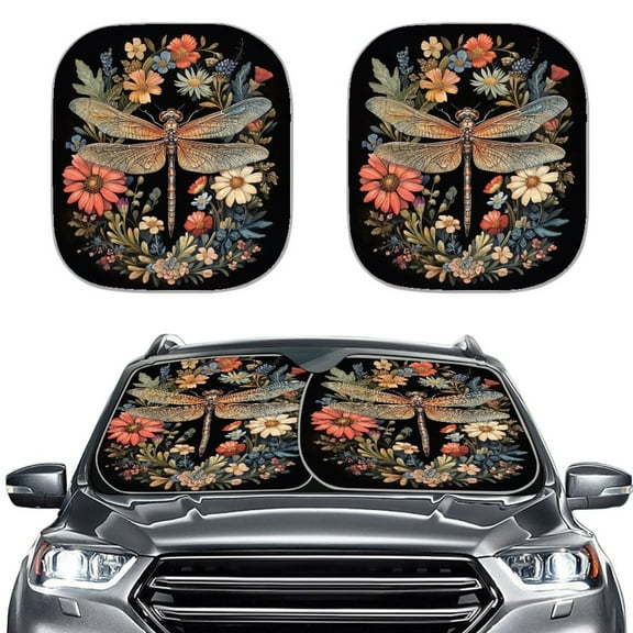 Jeiento Dragonfly Windshield Sun Shade for Truck SUV Car Easy to Install Heat and UV Rays That Keeps Vehicle Cool Removable Automotive Accessories Universal Car Decoration