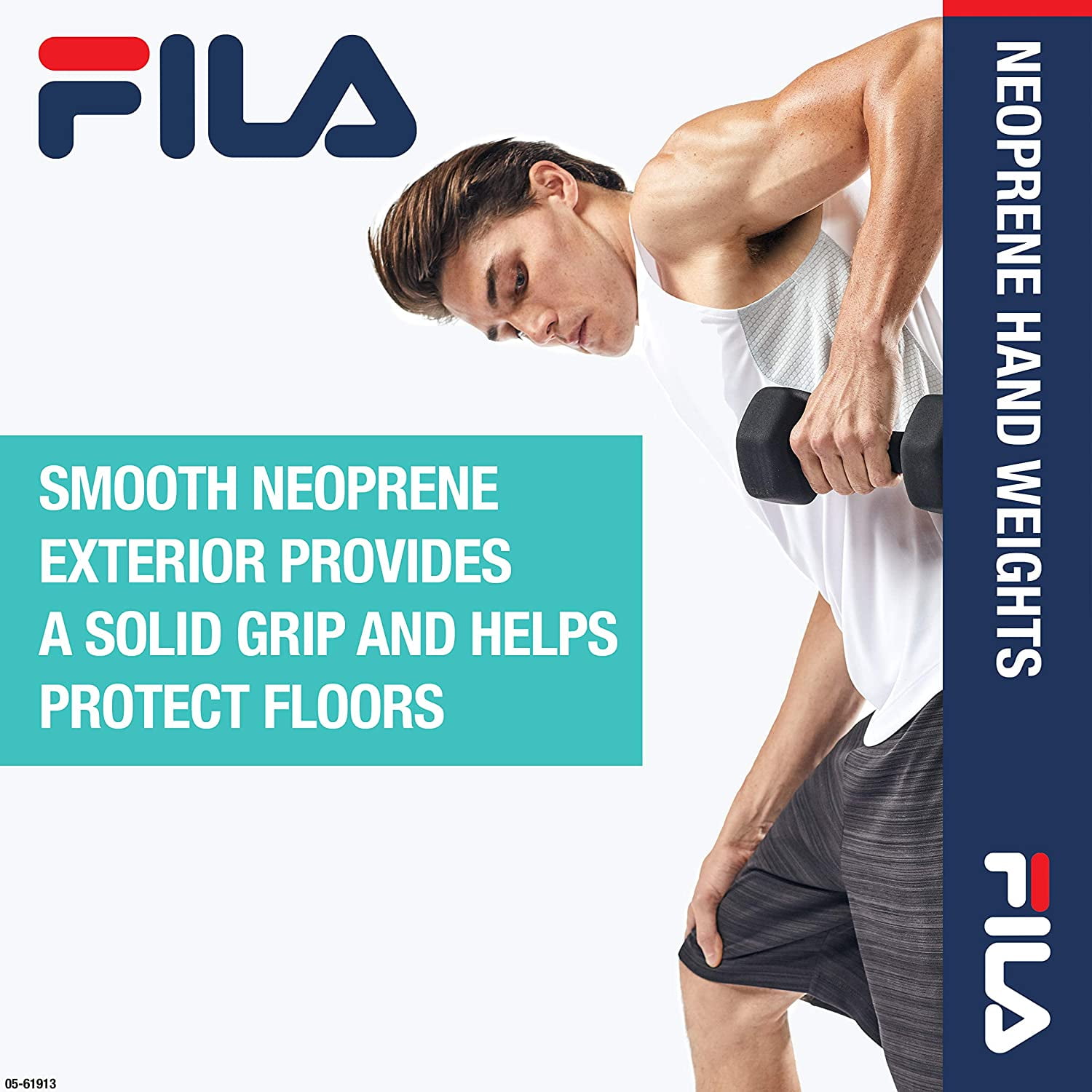 Fila 2-Pack Neoprene Dumbbell Set, Black - 10 lbs