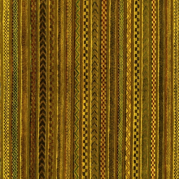 Ahgly Company Indoor Square Oriental Yellow Modern Area Rugs, 4' Square