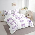 thumbnail image 3 of Feelyou Teens Princess Bow-tie Bedding Comforter Set 7 Pieces, Purple Cartoon Ribbon Full Bedding Set, Fairy Tale Reversible Fitted Sheet Flat Sheet, Microfiber Bedroom Decor, 3 of 7