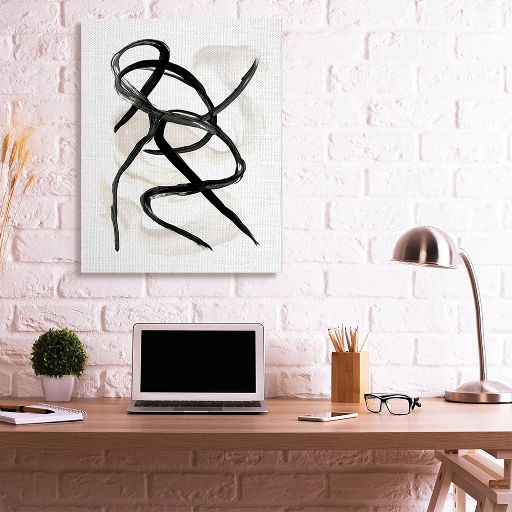 Stupell Industries Abstract Paint Strokes Layered Black Brown Canvas Wall Art by Daphne Polselli