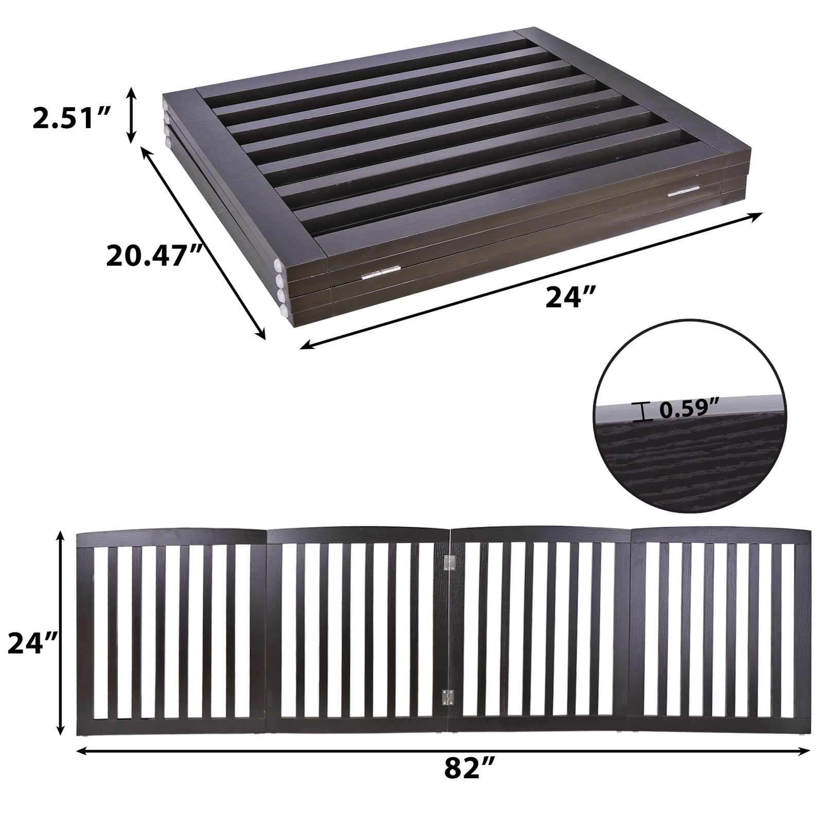 ZYPPP 4 Panels Dog Gate Pet Fence Safety Barrier Freestanding Doorway Coffee Colour