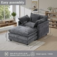 thumbnail image 3 of Gexpusm 40'' Oversized Chair with Ottoman,Wide Modern Accent Chair & Single Sofa Lounge for Living Room, Chenille Oversized Armchair with 3 Pillows,Gray, 3 of 7