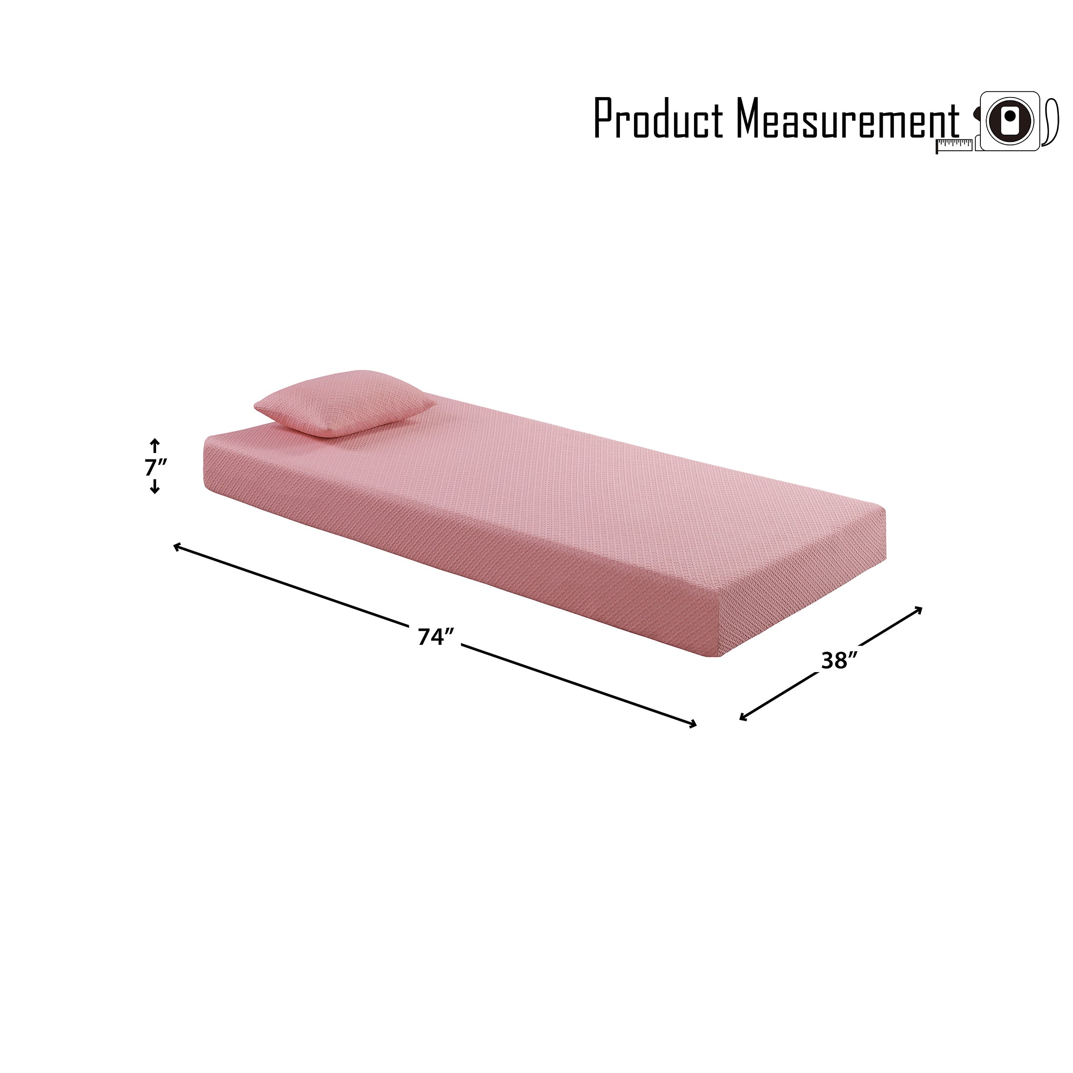 OakvillePark Roxbury Mattress Pillow Set, Twin, Pink