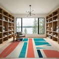 thumbnail image 2 of ODIKA 9'x12' Washable Area Rug Bathroom Retro Surfboard Wave Nautical Ocean Funky Theme Waves for Master Suite, California King, Under Bed, Non-Shedding, Easy Care, 2 of 7
