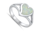 thumbnail image 4 of CHOOSE YOUR COLOR White Simulated Opal Love Heart Promise Ring .925 Sterling Silver Band CZ Female Size 10, 4 of 4