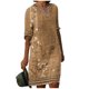 thumbnail image 2 of ICHUANYI Clearance Women Fashion Summer Casual Short Sleeve V-Neck Printing Dress Loose Dress(Khaki, M) ICHUANYI WER2023080805422, 2 of 5