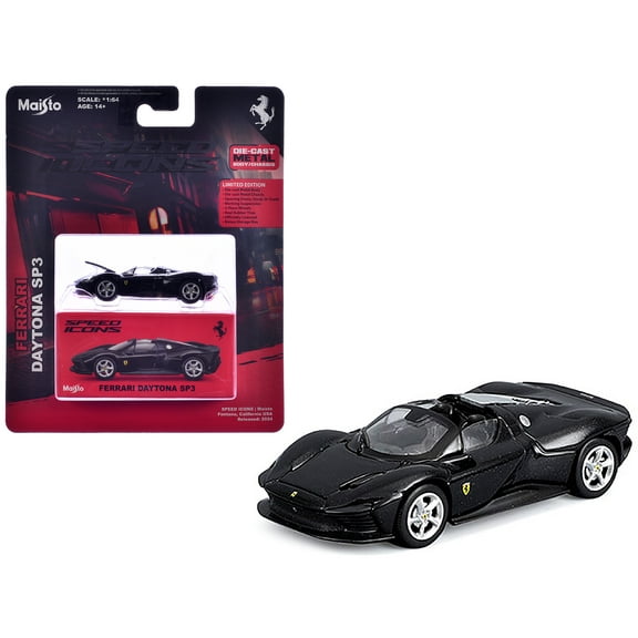 Ferrari Daytona SP3 Black "Speed Icons" Series 1/64 Diecast Model Car by Maisto
