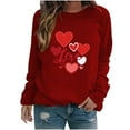 thumbnail image 2 of SOOMLON Valentines Day Shirts Womens Girl Friend Valentines Gift Tunic Long Sleeve Round Neck Shirts Funny Heart Print Tee Shirts Fashion Festival Clothes 2025 Wine S, 2 of 3