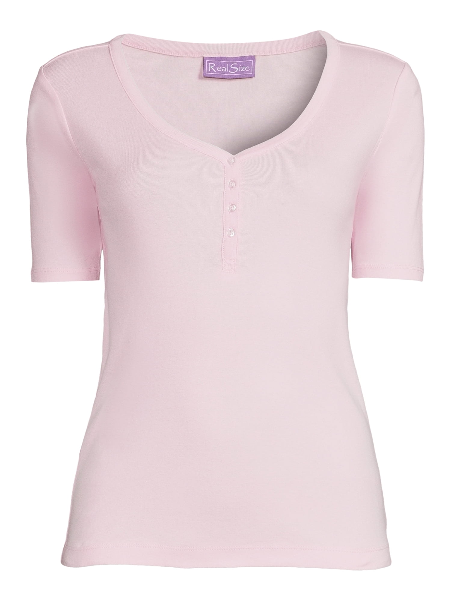 RealSize Women's Ribbed Henley Shirt, Sizes XS-3XL