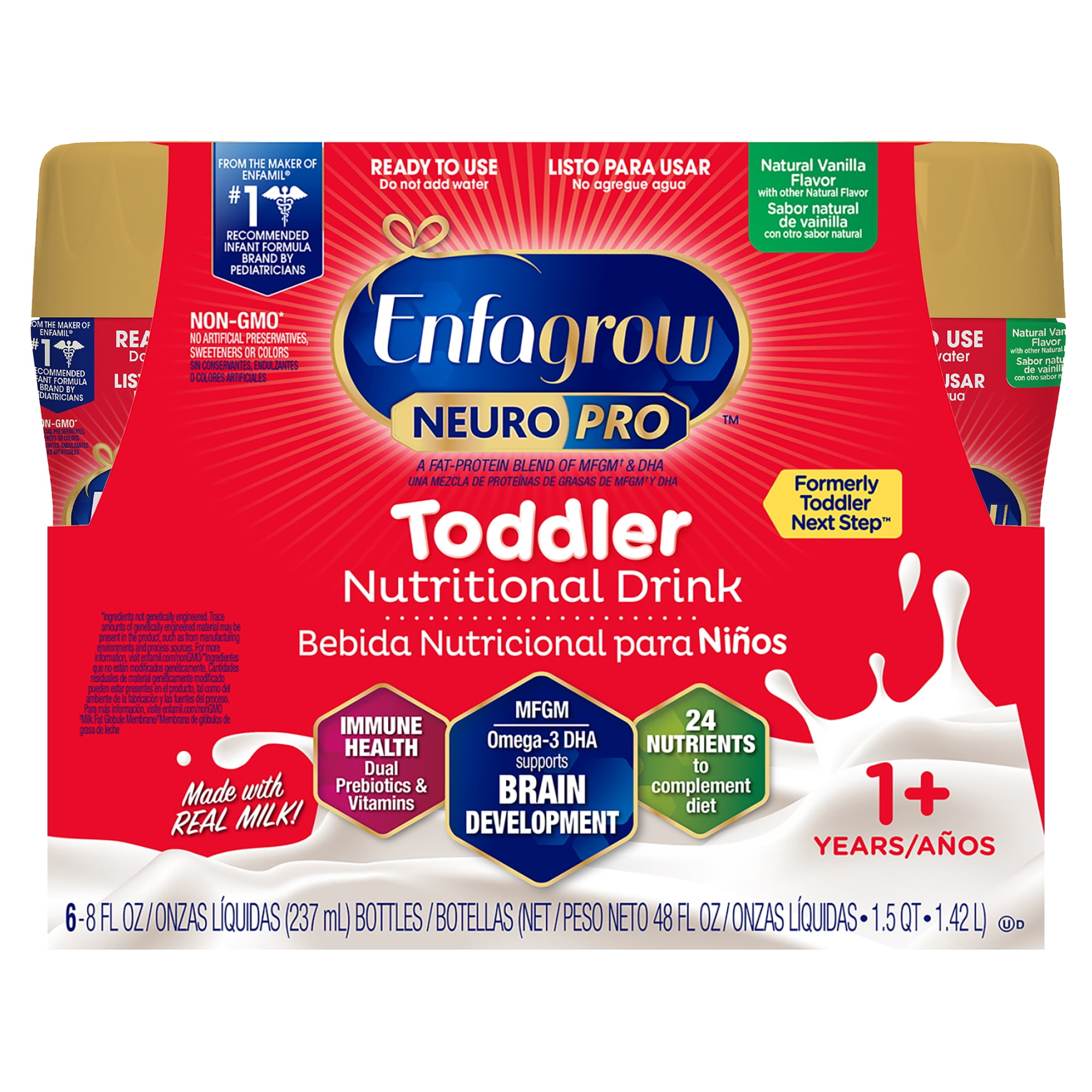 Enfagrow Toddler NeuroPro Nutritional Drink, Natural Vanilla Flavor ReadytoUse Liquid, 8 fl