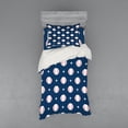 thumbnail image 1 of Sports Duvet Cover Set, Baseball Patterns on Vertical Striped Background Stars Design, Bedding Set with Shams and Fitted Sheet, 3 Sizes, by Ambesonne, 1 of 3