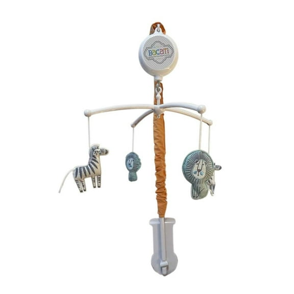 Bacati - Jungle Safari Boys Aqua/Orange Musical Baby Crib Mobile