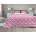 thumbnail image 1 of Zebra Print Comforter & Sham Bedding Set, Striped Zebra Animal Skin Pattern in Vivid Color Fun Art Print, 3 pcs Duvet Set Microfiber Filling Quilt, 5 Sizes, Pink Black, by Ambesonne, 1 of 4