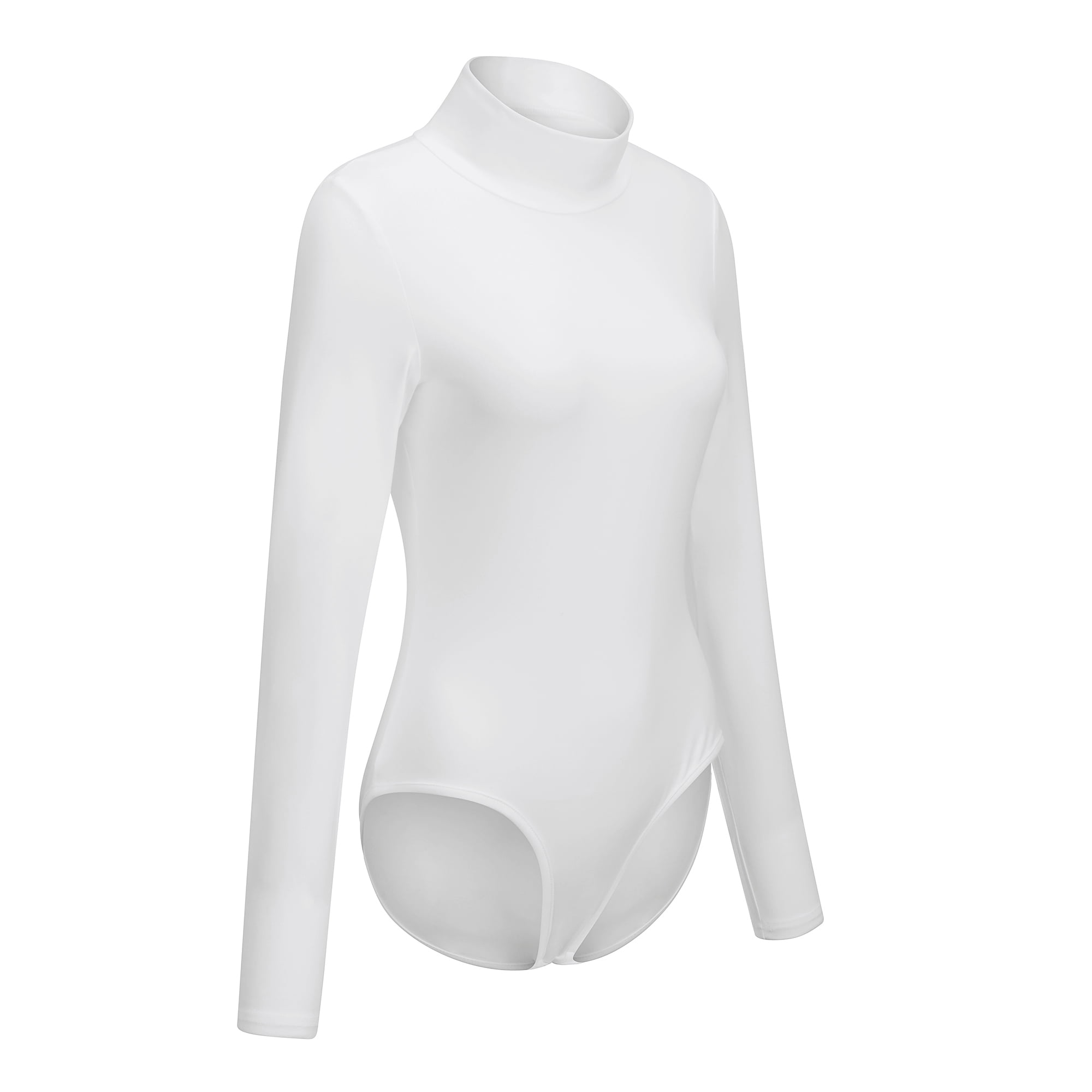 LAOLASI Women's Turtleneck Long Sleeve Slim Fit Basic Bodysuit Shirts,  White, XS : : Clothing, Shoes & Accessories