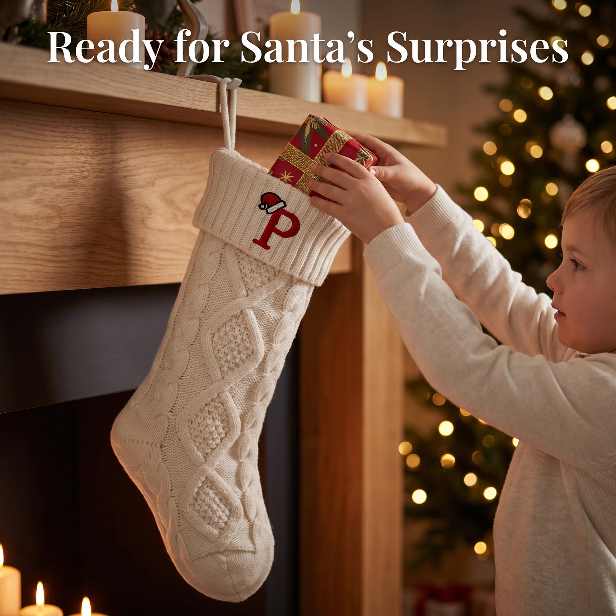 Unique Bargains Canine Bone Christmas Stocking Luxury Puppy Holiday Keepsake Sack Letter P 17"