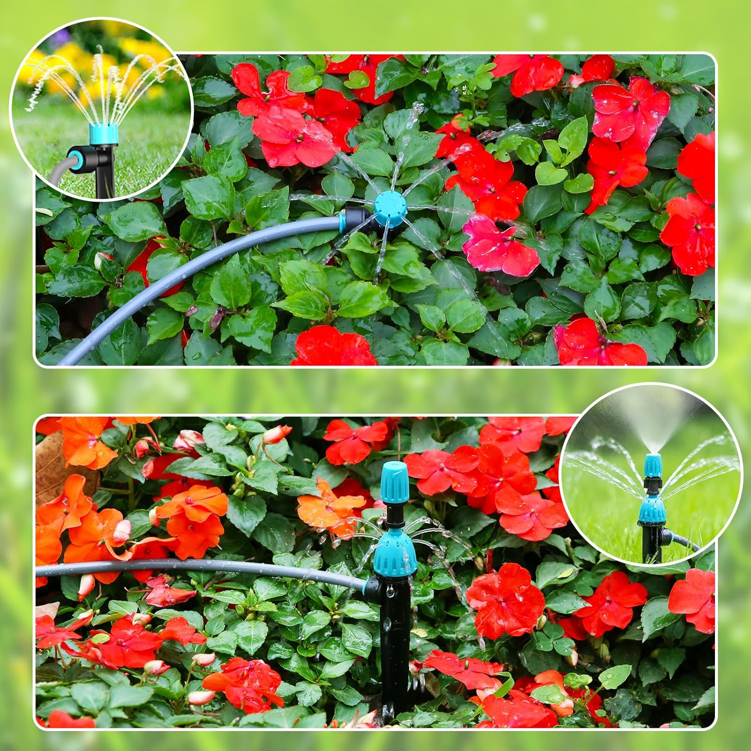 Quick Connect Irrigation System Kit DIY Water Saving Drip Irrigation System, 2025 Latest Automatic Watering System Accessories with 2 Types of Drip Tips, for Garden/Balcony/Greenhouse/Lawn