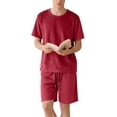 thumbnail image 5 of Maqroz Mens Sweatsuits 2 Piece Set Short Sleeve T-Shirt and Shorts Set Crew Neck Top with Elastic Waist Bottoms Casual Loungewear Soft Everyday Wear Lightweight Comfortable Home Outfit, 5 of 5