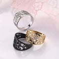 thumbnail image 2 of Stainless Steel Flower Rings with Rhinestone Wide Delicate Boho Rings for Women, 2 of 9