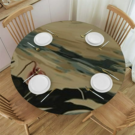 

BANET Chinoiserie Antique Round Tablecloth Cloth Table Cover Outdoor Washable Polyester Table Decor for Kitchen Patio Party Banquet 54 -58