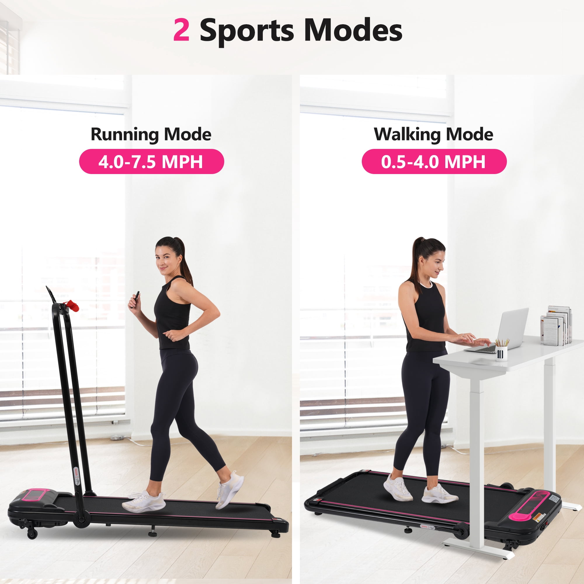Euroco 300LBS 2.5HP Folding Walking Pad, Walking Treadmill with Incline,0.5-7.5MPH Speed and Remote Control for Home Office