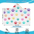 thumbnail image 2 of Colorful Dog Paw Footprint Hooded Bath Towel，60"x35" for Ages 3 To 12 Kids, Quick Dry Lightweight Soft Microfiber Hood Beach Towel Cover Up for Kids, 2 of 7