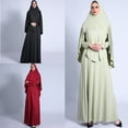 thumbnail image 4 of Women Eid Ramadan 2 Pieces Prayer Dress Set Muslim Pleated Hijab Scarf Khimar Abaya Jilbab Overhead Robe Kaftan Islamic Full Length Gown, 4 of 20