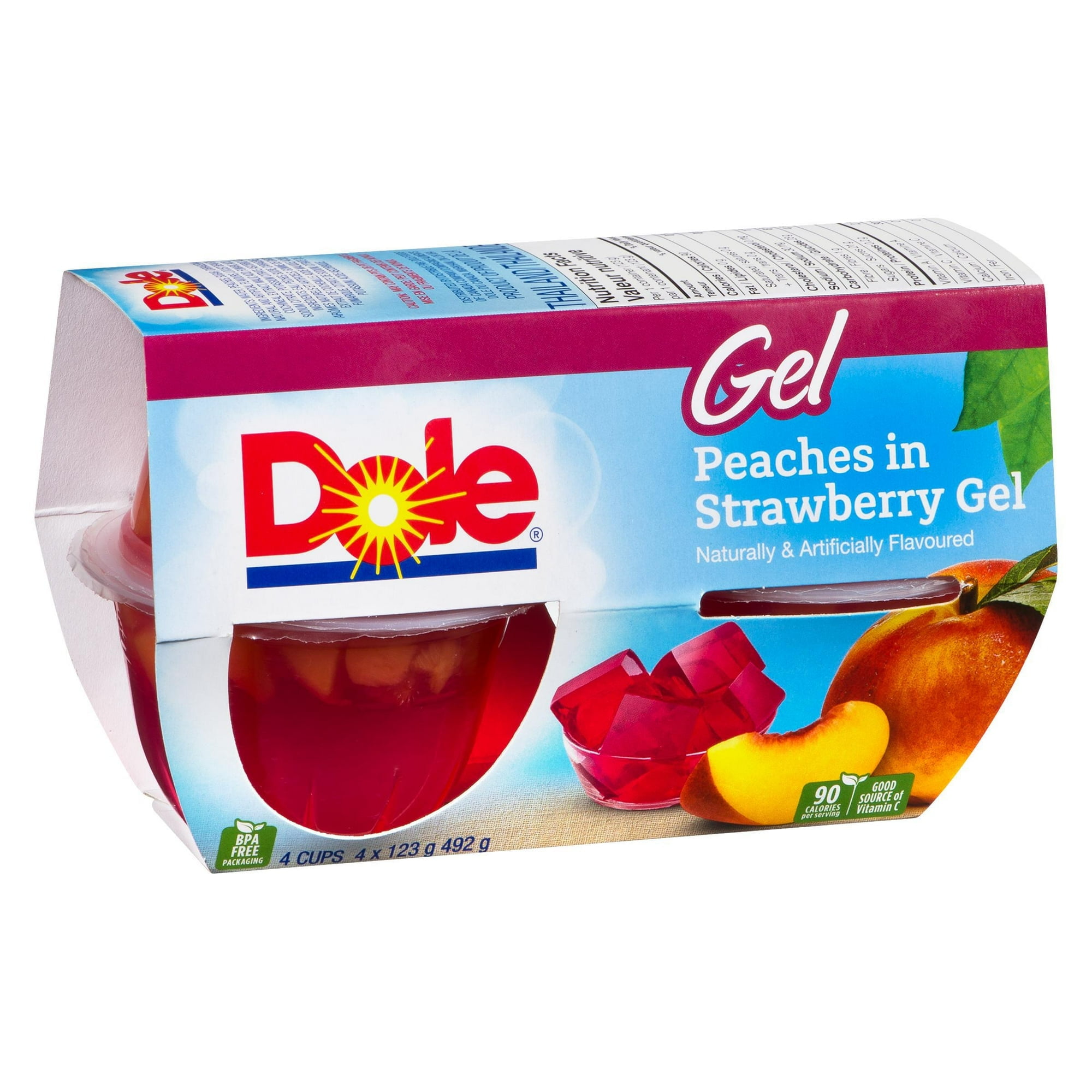 Dole Peaches in Strawberry Gel, 4 Cups, 492 g