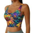 thumbnail image 2 of Fotbe Psychedelic Sunflowers Sujetador Deportivo Largo sin Aros para Mujer con Almohadillas y Soporte Medio, Transpirable y Absorbente, Camiseta Tipo Chaleco o Tank Top-Medium, 2 of 8