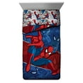 SpiderMan 4 Piece Superhero Kids Twin Bed Set, 100 Microfiber, Blue