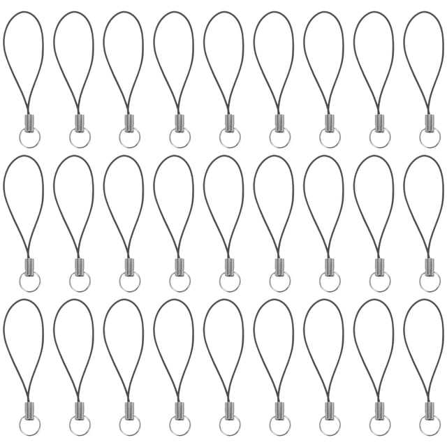 100Pcs Simple Fashion Cell Phone Lanyard Men And Women General Short Wrist Rope Digital Camera Self Timer Lever Short Lanyard (Black)