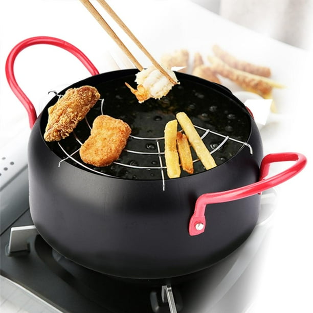 Mgaxyff Fryer Pot, Frying Pot,Household Kitchen Cooking Fryer Round Frying Pot With Oil Strainer